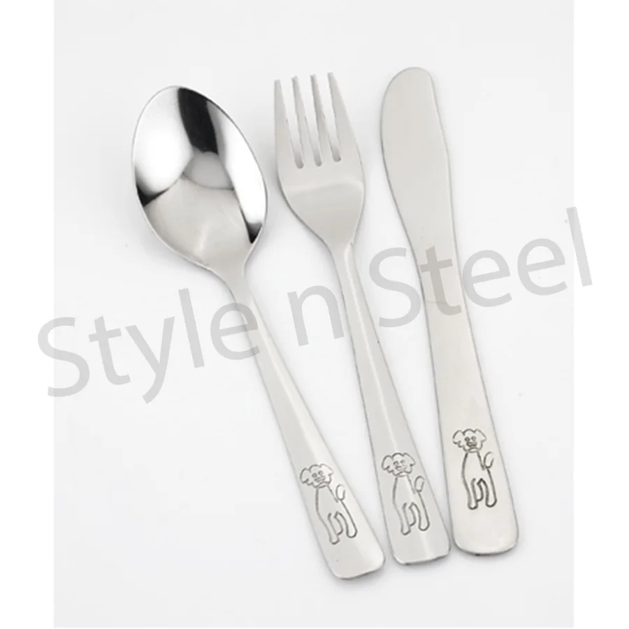 Baby Cutlery Set Stainless Steel Children Flatware Sets Reusable Stainless Steel Animal 4pcs