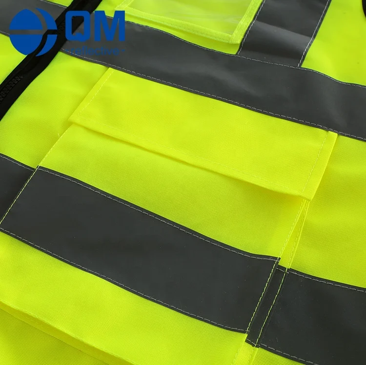 Zipper Pockets Yellow High Visibility Vest