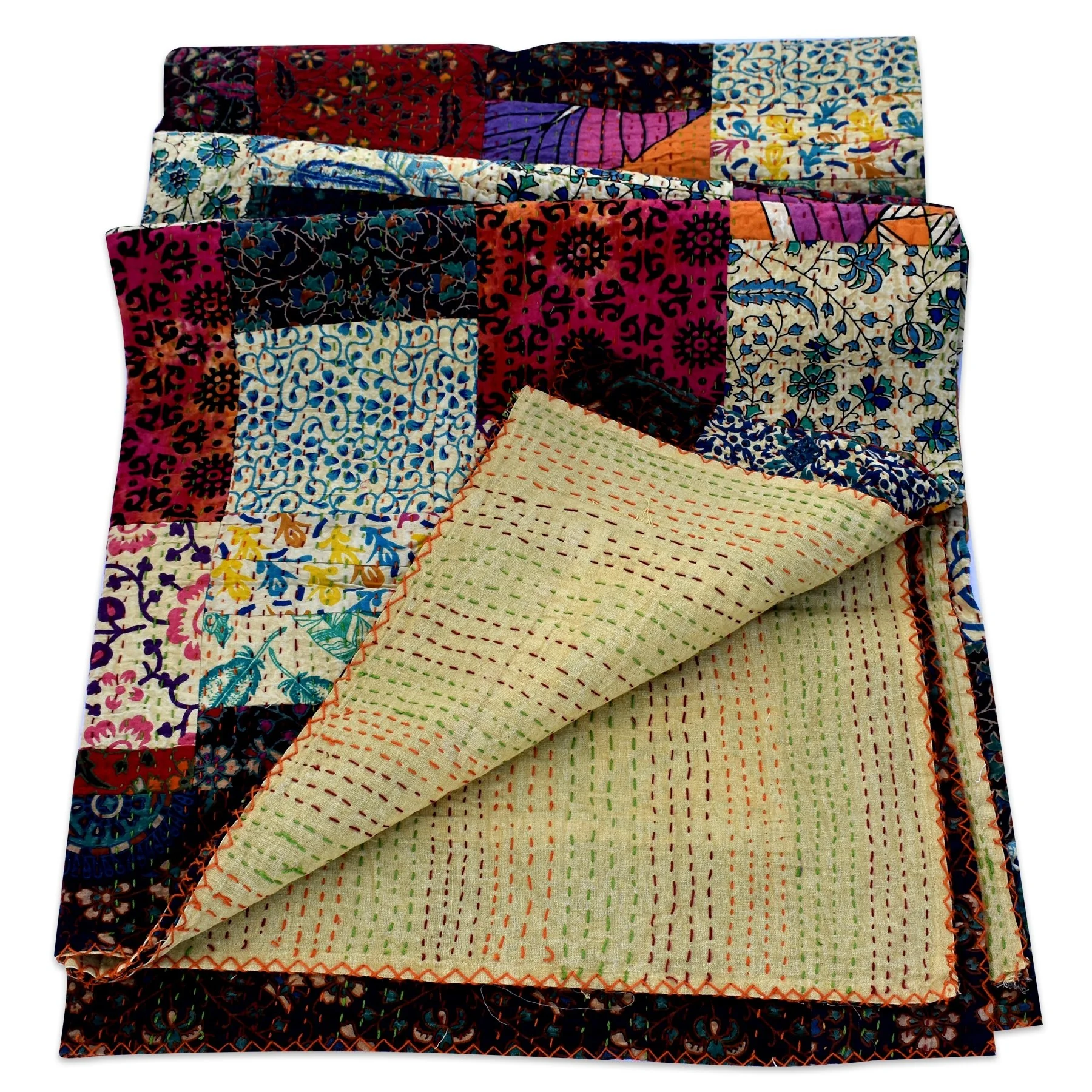 Хит продаж лоскутное Хлопковое одеяло Kantha в индийском королевском стиле ручной работы оптовая