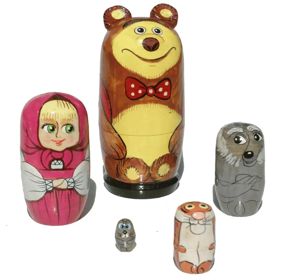 Mascha Masha Bear Matryoshka Matrioshka Russian Nesting Dolls Babushka 7 Pcs 