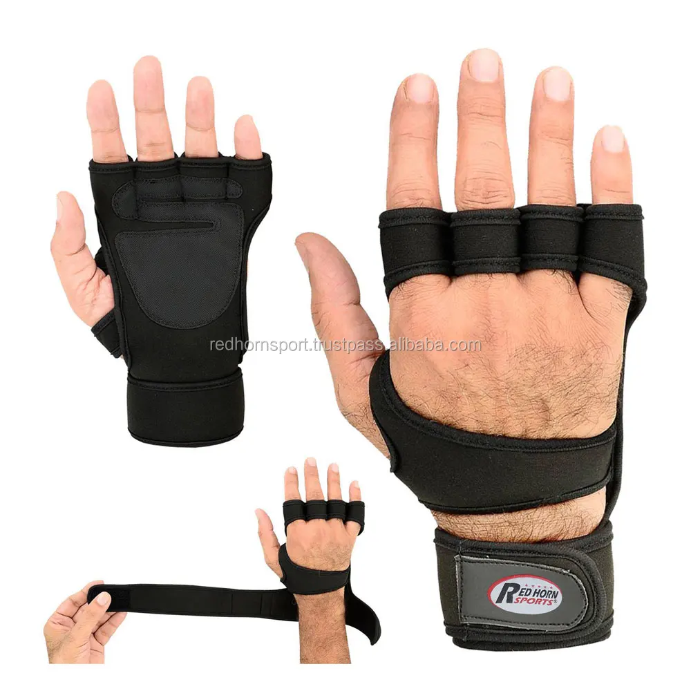 Leather Weight Lifting Grips Pads Wrist Support Gym Straps Wraps Gloves