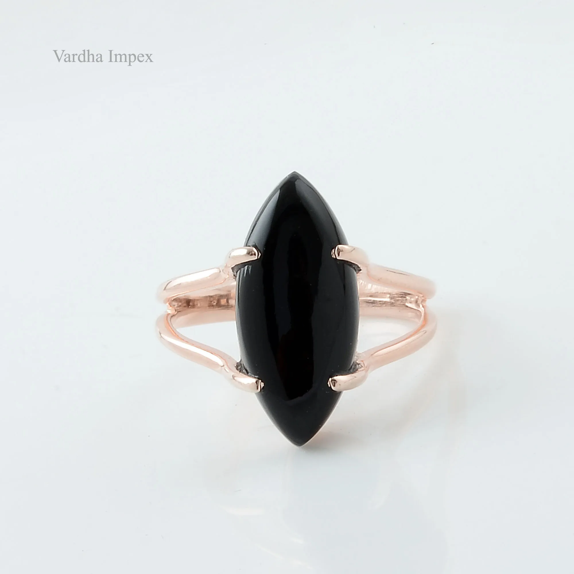 Vintage Black Onyx Ring 925 Sterling Silver Ring 18k Rose Gold Plated Marquise Ring Wholesale Gemstone Prong Setting Ring Buy Custom Jewelry Wholesale 925 Sterling Silver Jewelry Ring Black Onyx Gemstone Ring For Women Wholesale