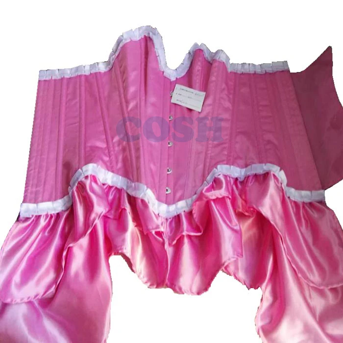 Overbust Steelboned Pink Satin Corset With Frill Fashion And Party Wear ...