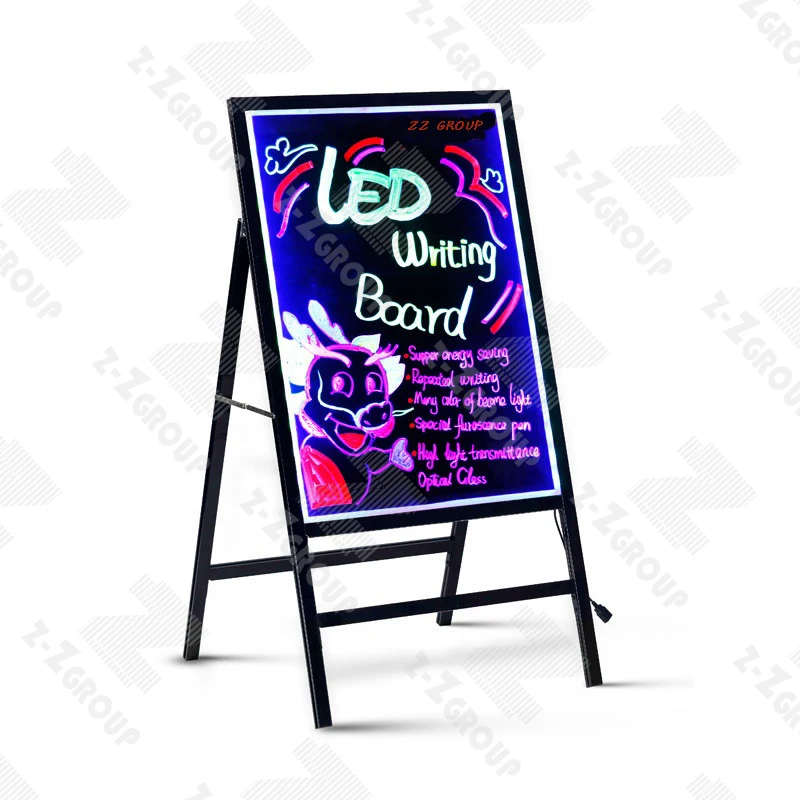 Borrable LED Luz Tablero de Escritura de Muestra Dibujo Mensaje Publicitario con Resaltador 30 x 40cm 
