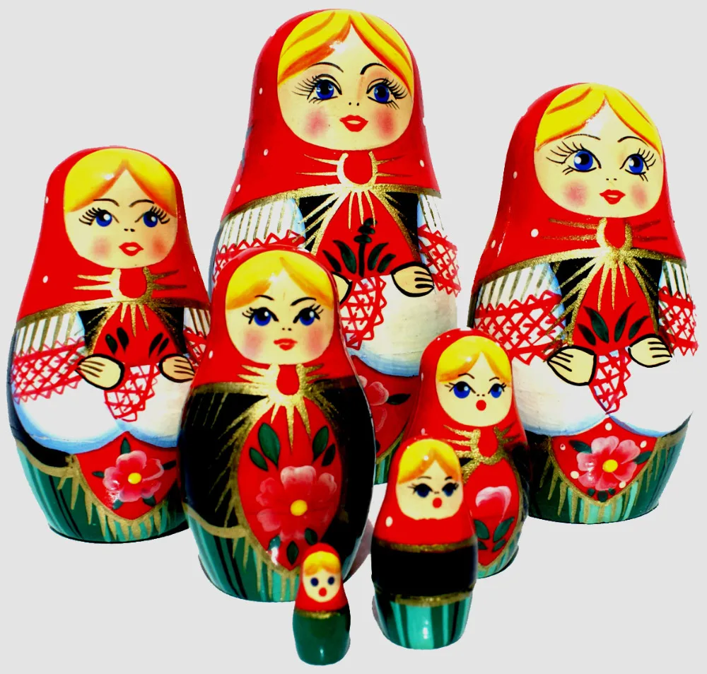 8 Stück Lotus Babuschka Nesting Dolls Matroschka aus Holz russische Puppe 