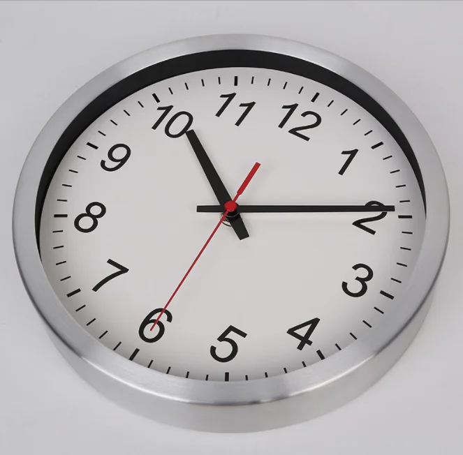 Custom Company Name Aluminum Quartz Round Clock Wall Metal