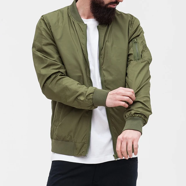 Buy Men Olive Green Solid Reversible Bomber Jacket online | Looksgud.in