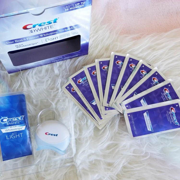 CREST 3D белые полоски с синей светодиодной подсветкой для ухода за полостью рта гигиена зубов набор