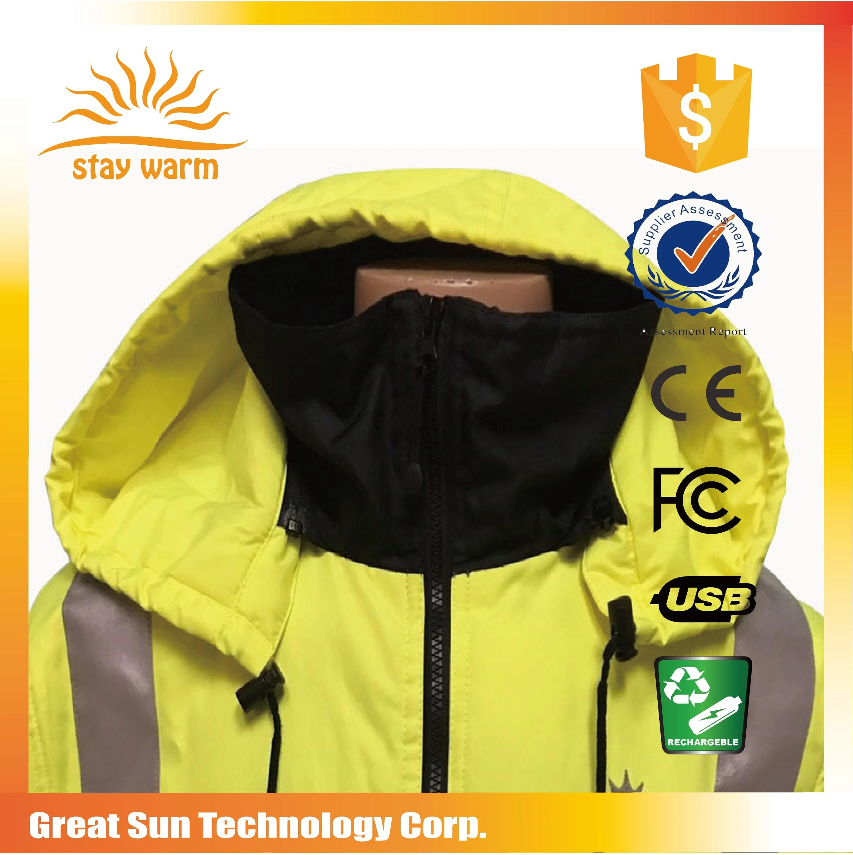 
Наружная Высококачественная Светоотражающая Защитная нагревательная куртка с высокой видимостью, одобренная ANSI 