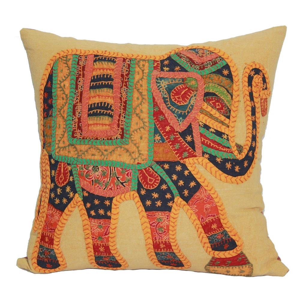Elephant Design. Handmade embroidered cushion cover,boho cushions,Indian Cushion Scatter Cushion