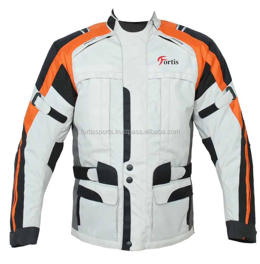 Cardura Jackets - Men's Silver/orange Textile Jacket Tear Resistance Cordura Textile