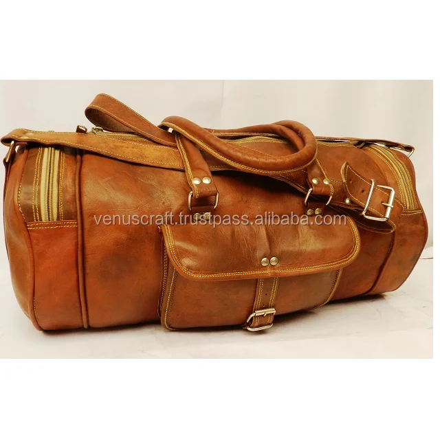 large round leather bag