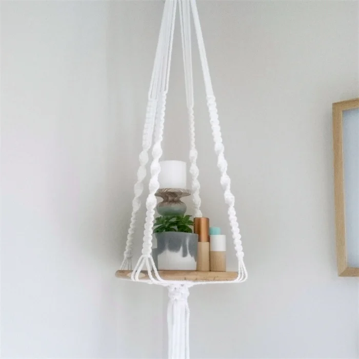 Decorative And Functional Macrame Shelf Hanging Plant Hanger Wall ...