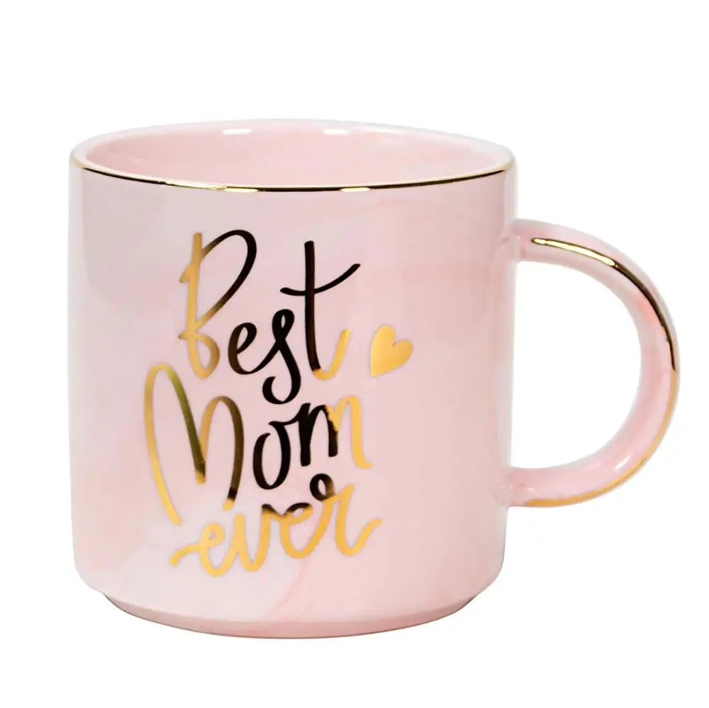 Best Mom Ever Pink Marbled Ceramic Coffee Mug