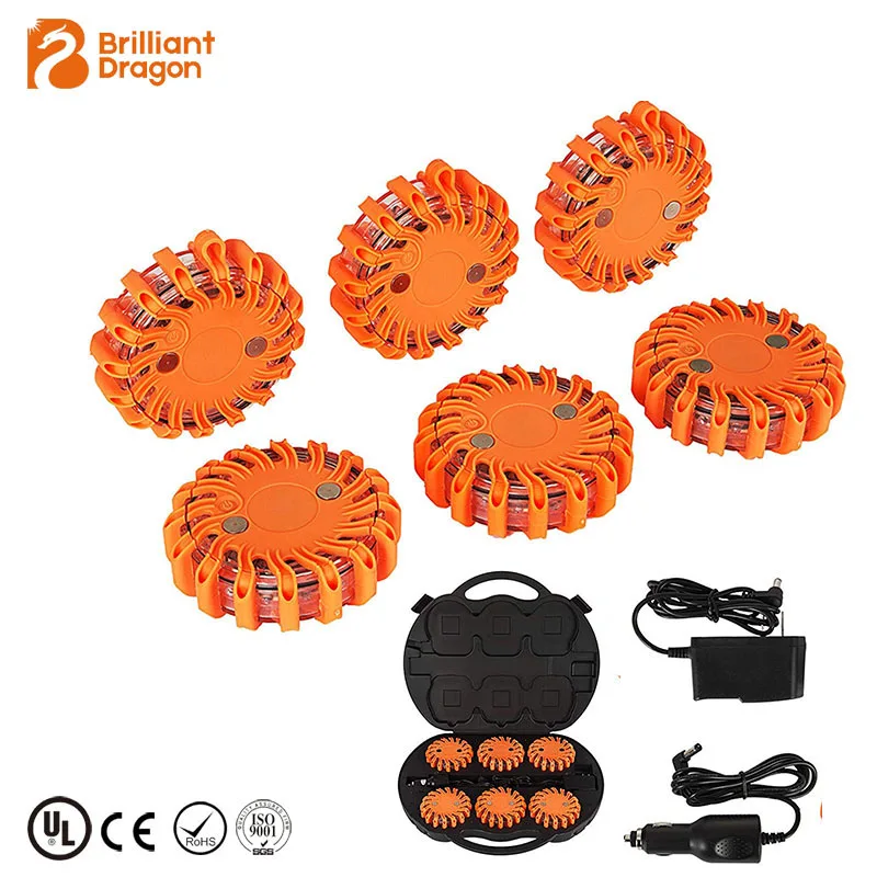 6 светодиодных сигнальных ламп с последовательной функцией и перезаряжаемым чехлом для дорожной безопасности