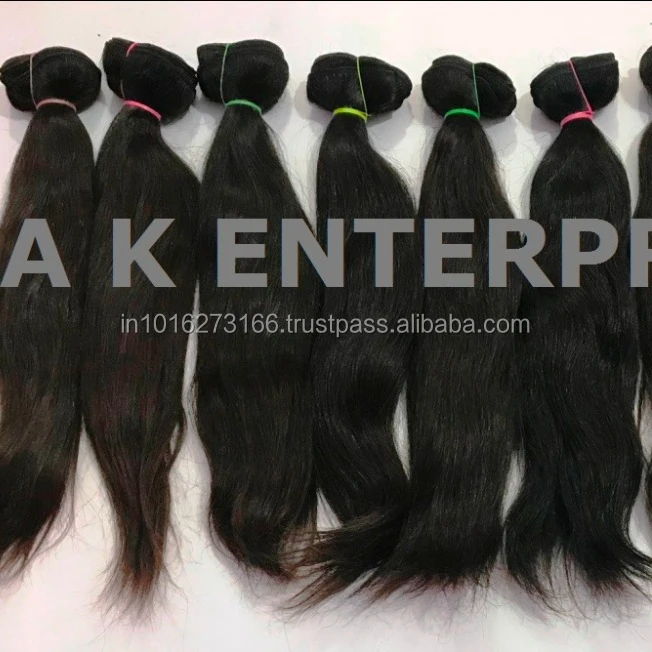 Unprocessed Indian Remy Natural Virgin Human Hair Extensions 8"-30" Length Straight Wavy Curly Machine Double Weft Hair