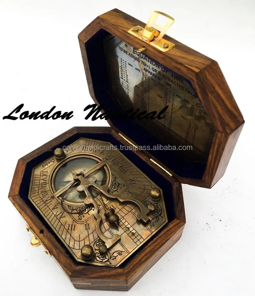 Brass Antique Original Wi Antique Maritime Compass Pendulum Sundial