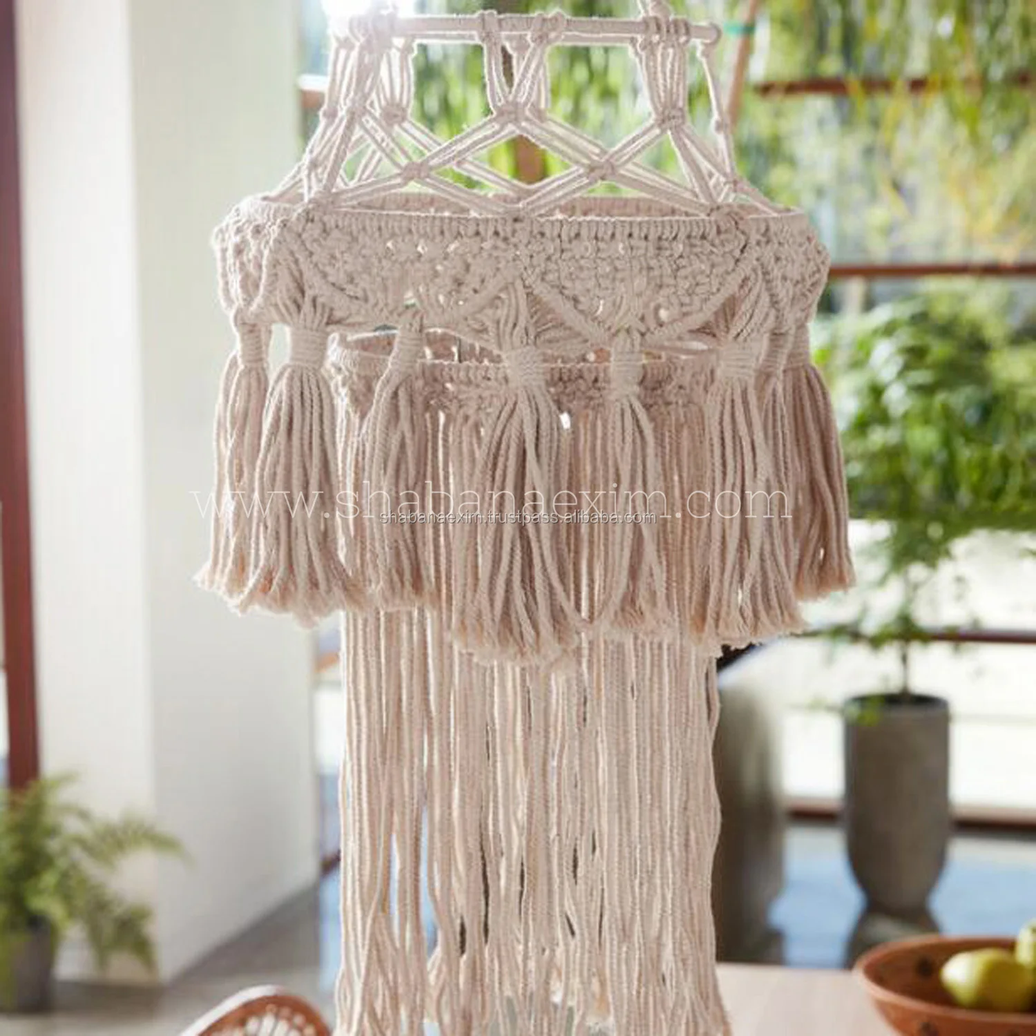 Abat-jour suspendu en macramé, couverture de lampe... – Grandado