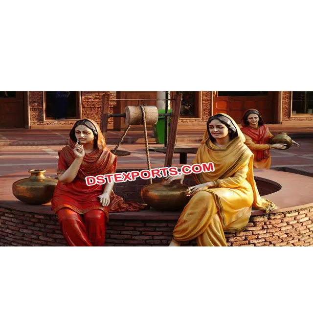 Punjabi Village Theme Fiber Statue Traditional Punjabi Culture Fiber Statues Wedding Punjabi