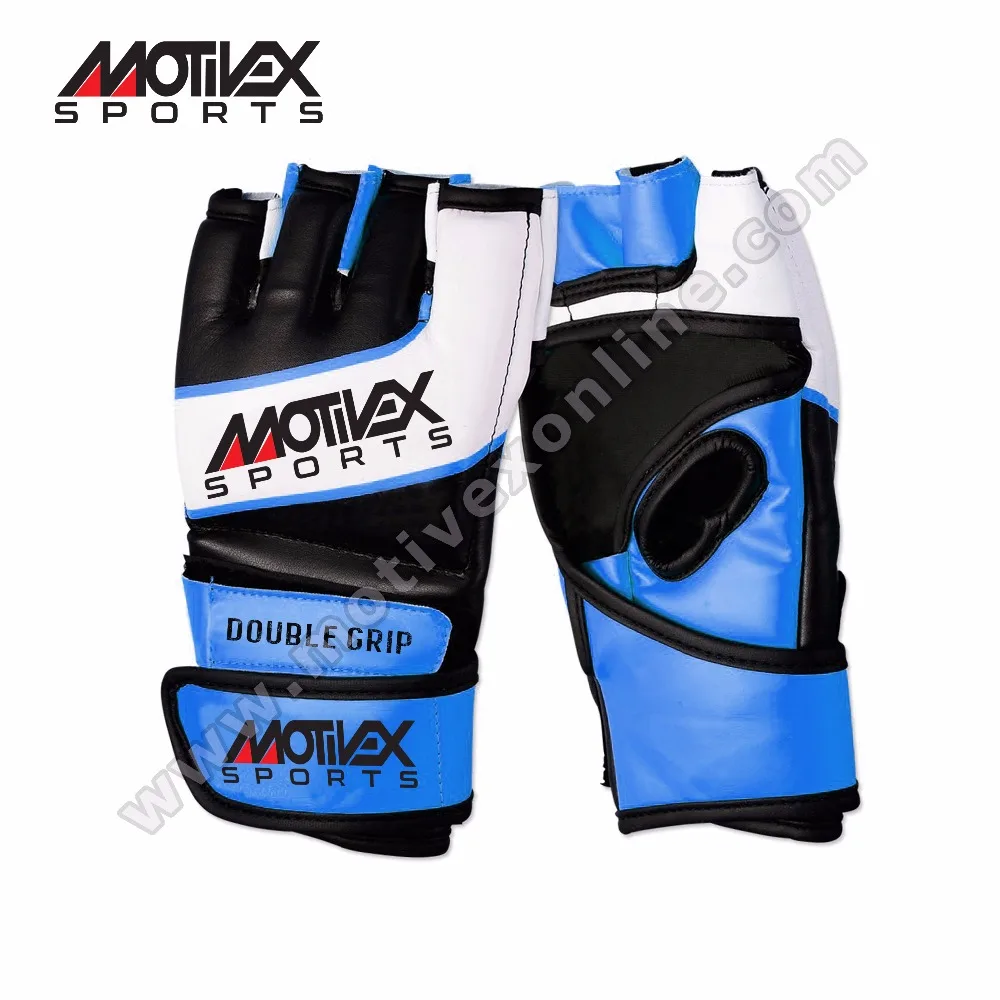 Mma Grappling Gloves Muay Thai Dual Strap Leather Grapple Fight Mma