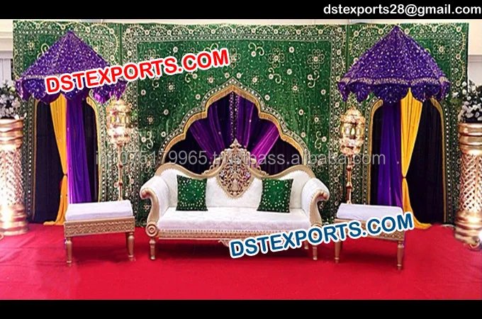 New Design Wedding Backdrop Curtain Embroidered Wedding Temple Style Backdrop Indian Wedding Mandap Backdrop Curtains