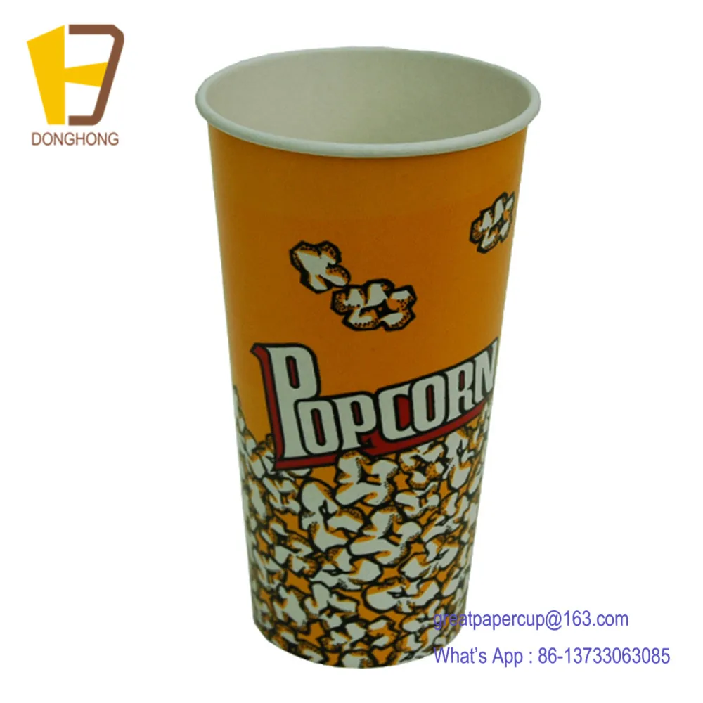 Food Grade 32oz 46oz 64oz Disposable Custom Printed Popcorn Paper Cup