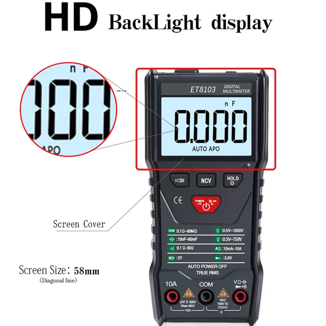 ET8103 Full Intelligent Digital Multimeter Mini Portable Pocket Measure Tool