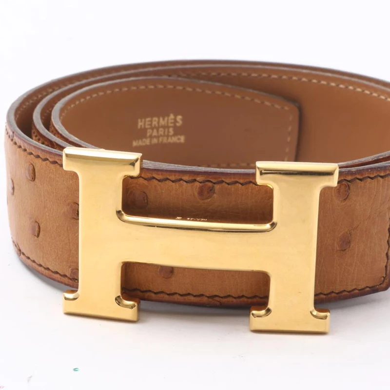 Used Hermes Brown Belt Pre-owned Gold 