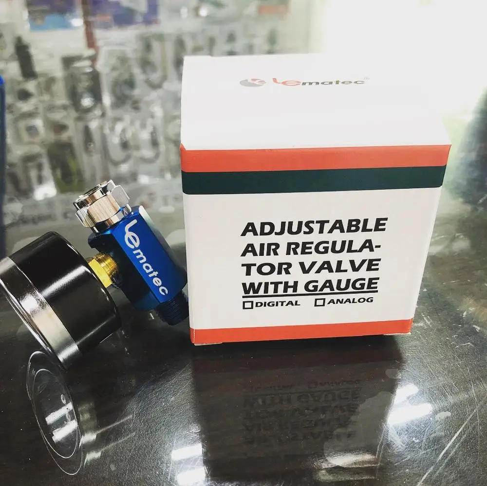 Lematec Mini Air Regulator With Pressure Gauge Metal Case To All 1/4