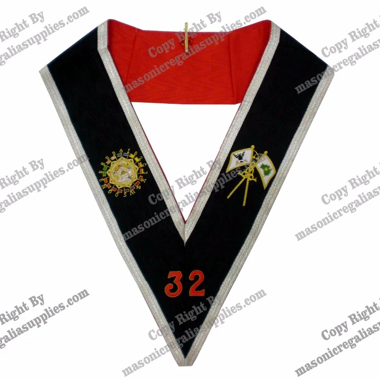 Ошейник Masonic шотландский рит 32 градуса красный на
