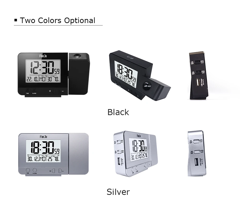 Projection Alarm Clock Digital Snooze Backlight Wall Desk Table Clocks