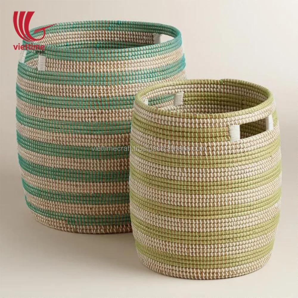 Ecofriendly Coiled Seagrass Basket/ Laundry Basket For Wholesale Buy