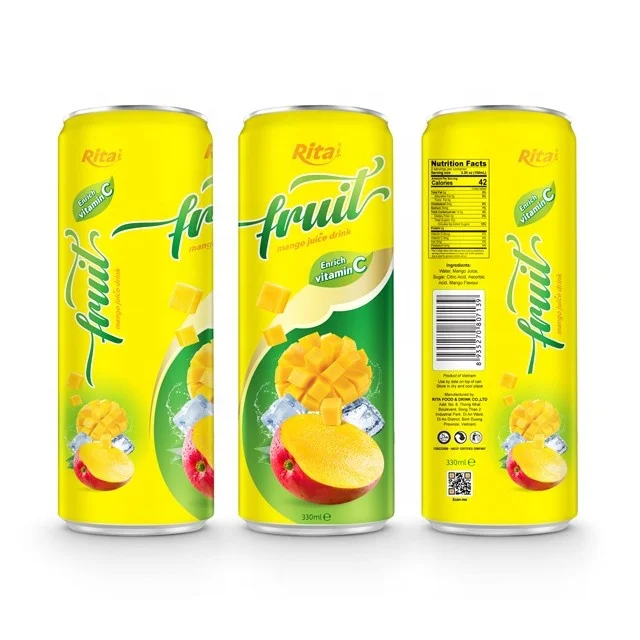 High Quality Vietnam Tropical 330ml Canned Mango Juice Drink Health Can with Pulp Customize Cojo