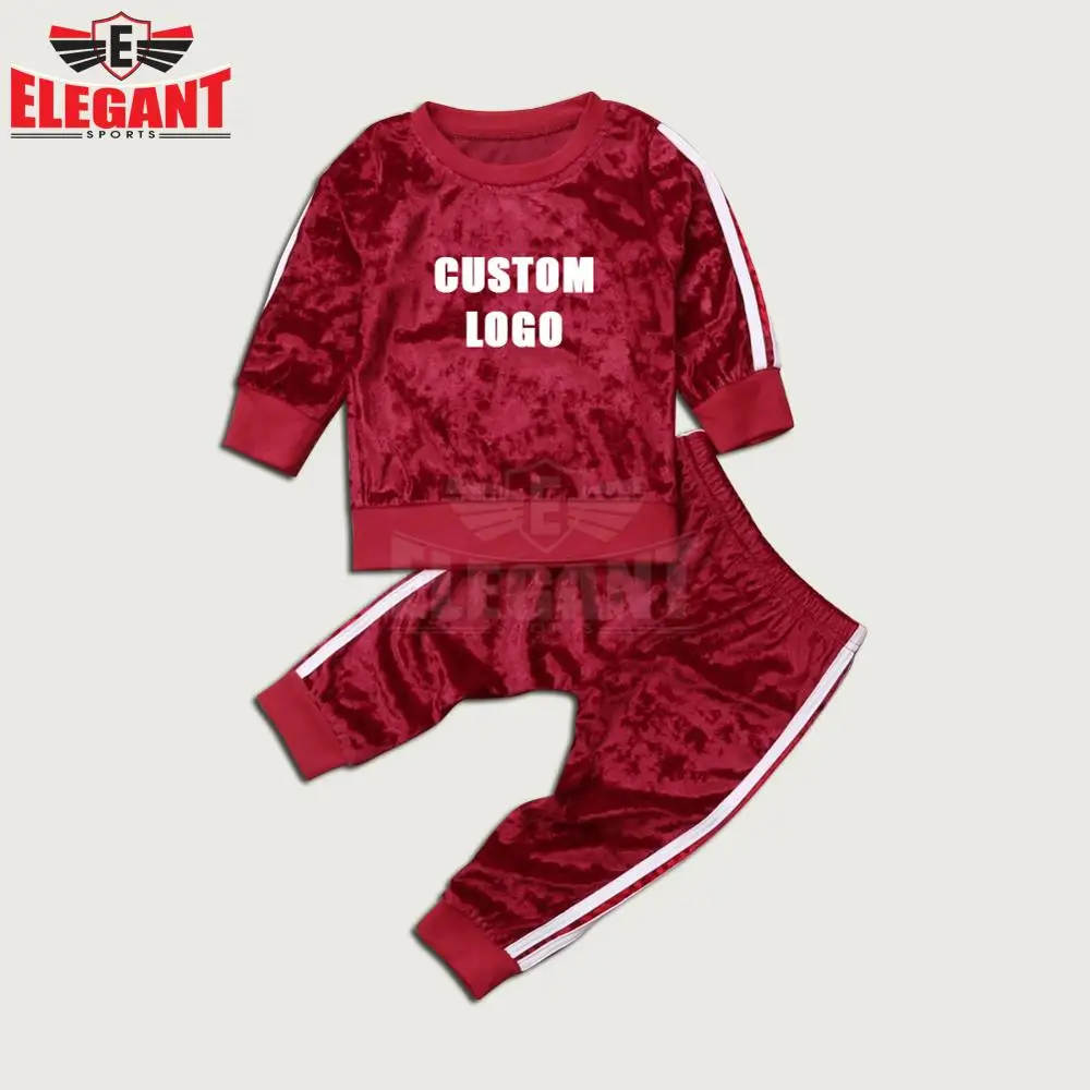 Boys Girls 2Pcs Velvet Tracksuit Outfit Set Toddler Kids Long Sleeve Sweatshirt Top Pants