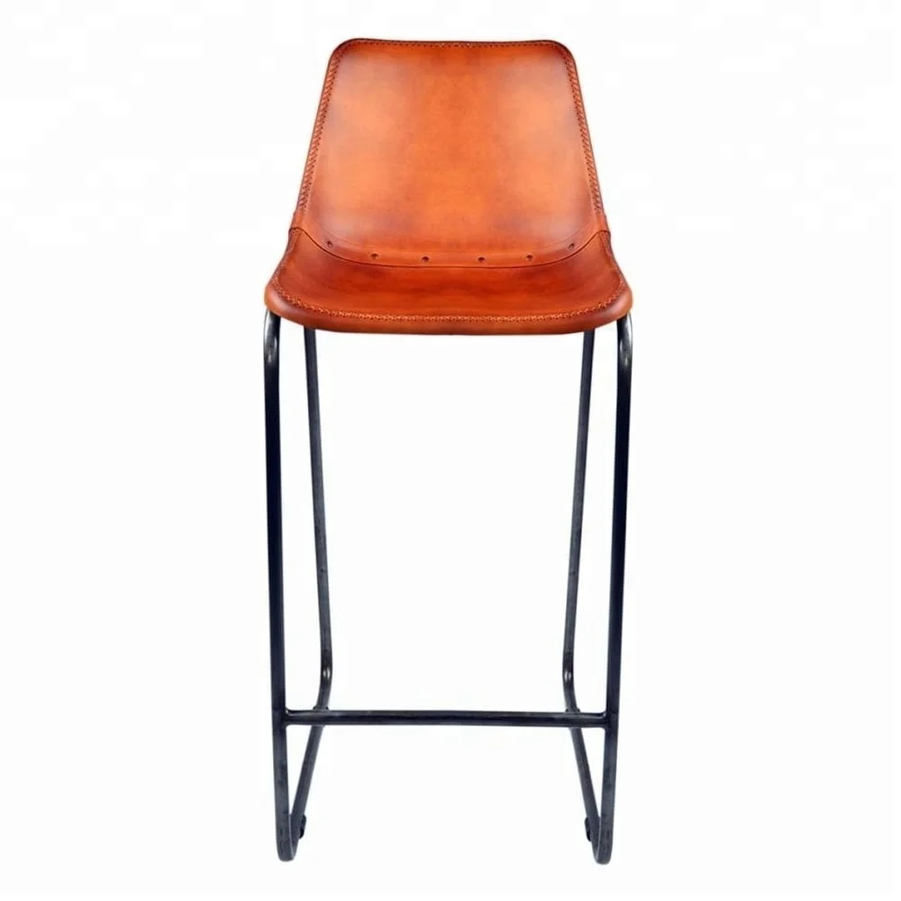 burnt orange leather bar stools