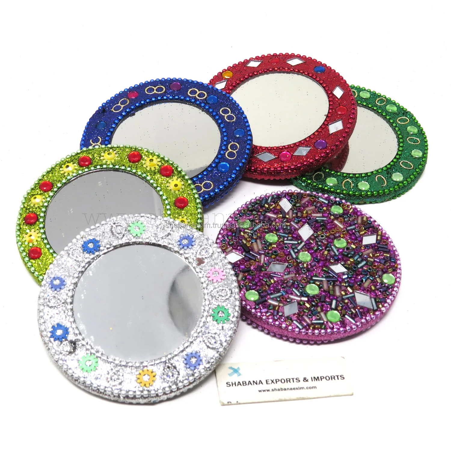 Indian Cosmetic Small Look Mirror Rajasthani Mirrors Single Sided Pocket Mirror