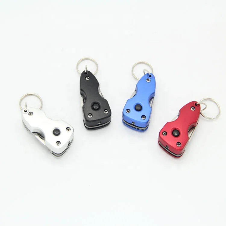Portable Multi Functional Couple Sword Folding Knife Shaped Metal Key Chain