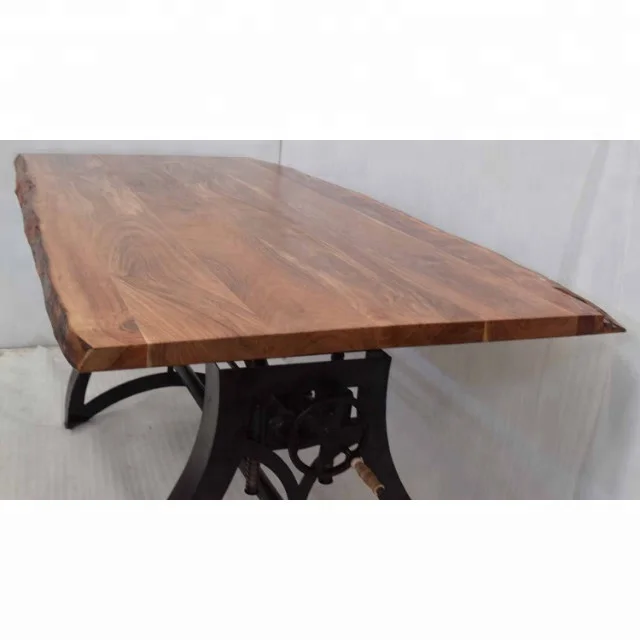 Live Edge Acacia Wood Industrial Crank Dining Table Buy Adjustable