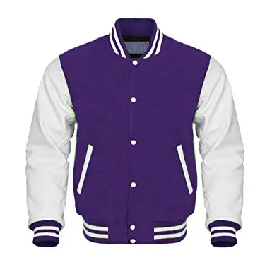 purple and black varsity jacket