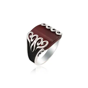 925K Sterling Silver Design New Style Turkish Carnelian Men Agate Ring