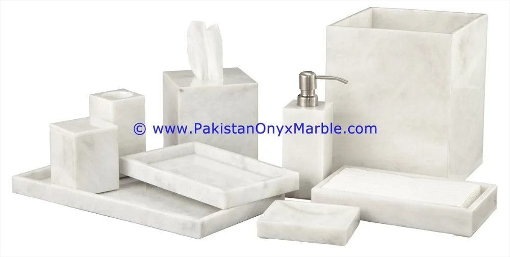 
 Высококачественный набор мраморных аксессуаров для ванной комнаты, белый каррарский белый  