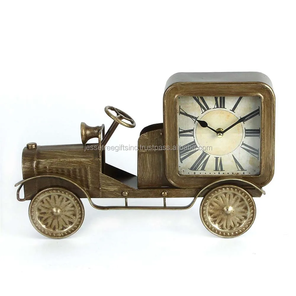 Wood & Metal Decorative Analog Wall Clock With White Wash Finishing Ship Wheel Shape High