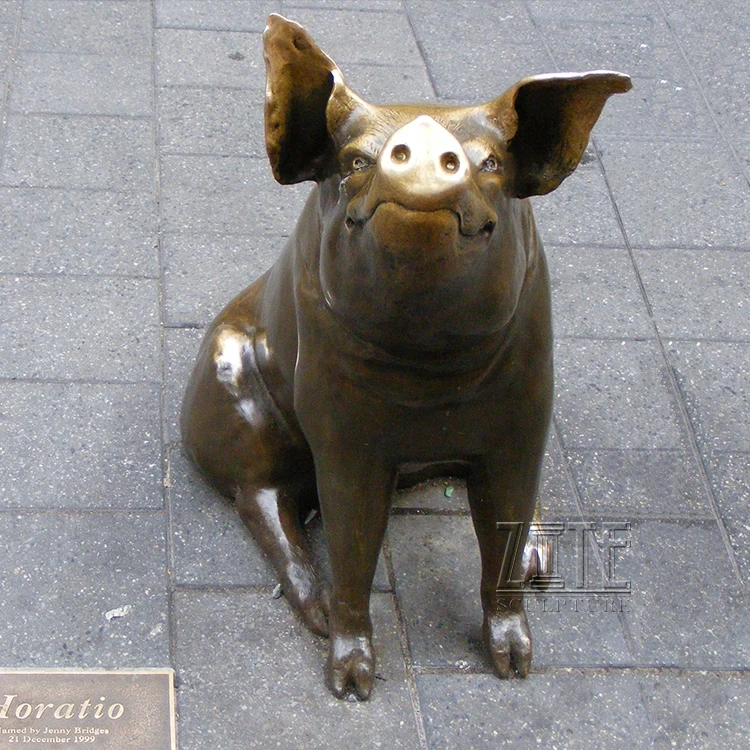 Outdoor Decorative Antique Life Size Manual Bronze Pig Sculpture Statue