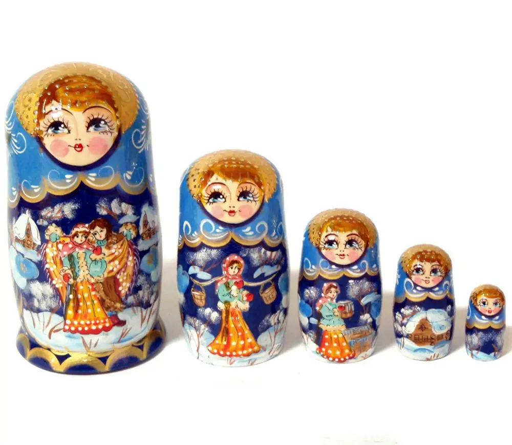 Fityle Handmade Cute Duck Russian Babushka Matryoshka Nesting Dolls Kit 10 Pieces Kids Birthday Gift Christmas Ornaments
