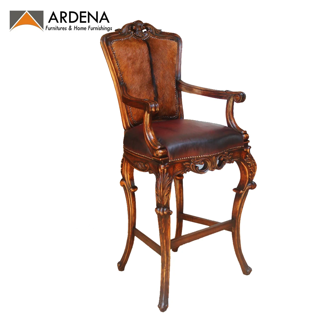 
 Антикварный высокий барный стул среднего века из массива дерева Коммерческая Мебель Индонезия  