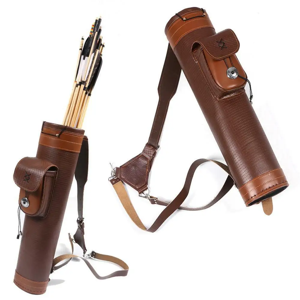 Traditional Cow Leather Archery Back Arrow Quiver Holder Bag Adjustable ...