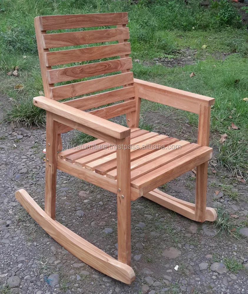 Sedia a dondolo in legno di Teak patio giardino esterno Jepara