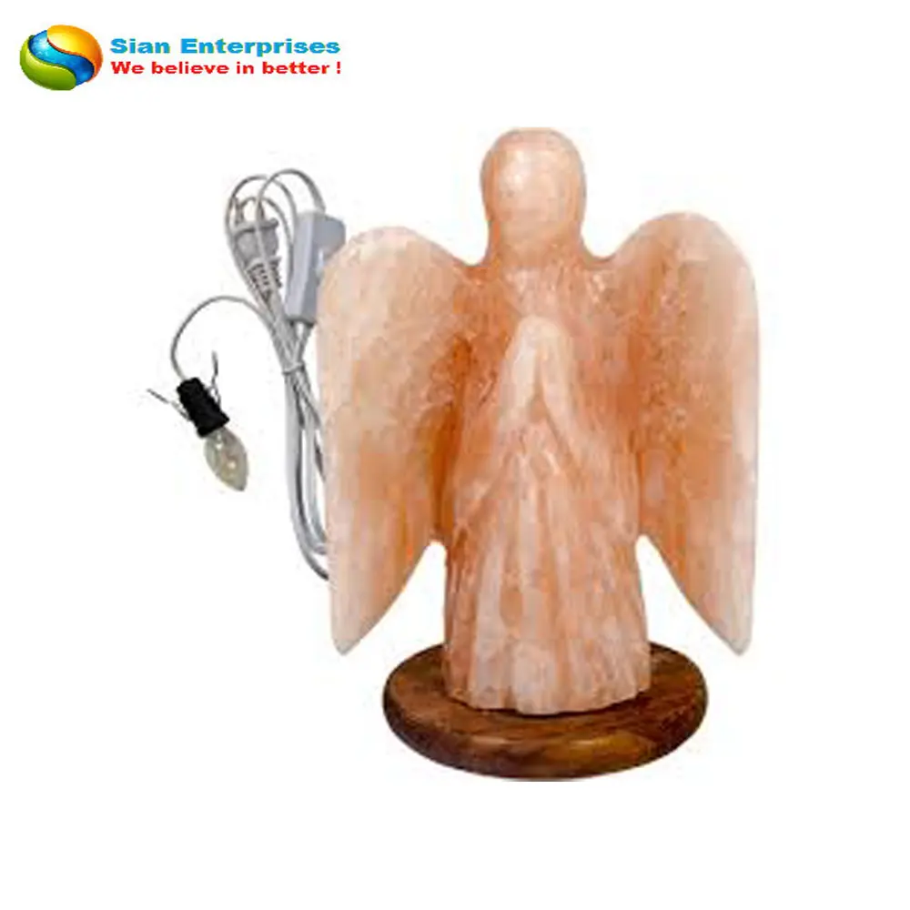 Feng Shui Angel Figure Shaped Himalayan Salt Lamp Ecofriendly Carved Technique For Air