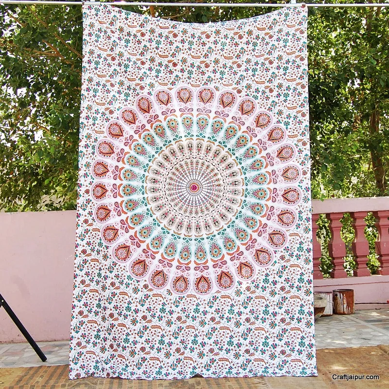 white cotton tapestry