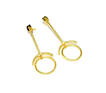 Gold Plated Brass Wire Style Designer Stud Brass Earrings